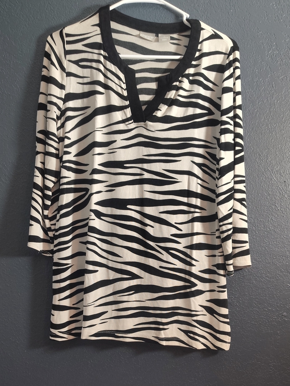 Chico's Black & Cream Zebra-Print Tunic